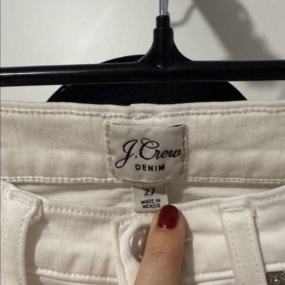 Women's Cropped Raw Hem White Jeans - 27 - Picture 2 of 5